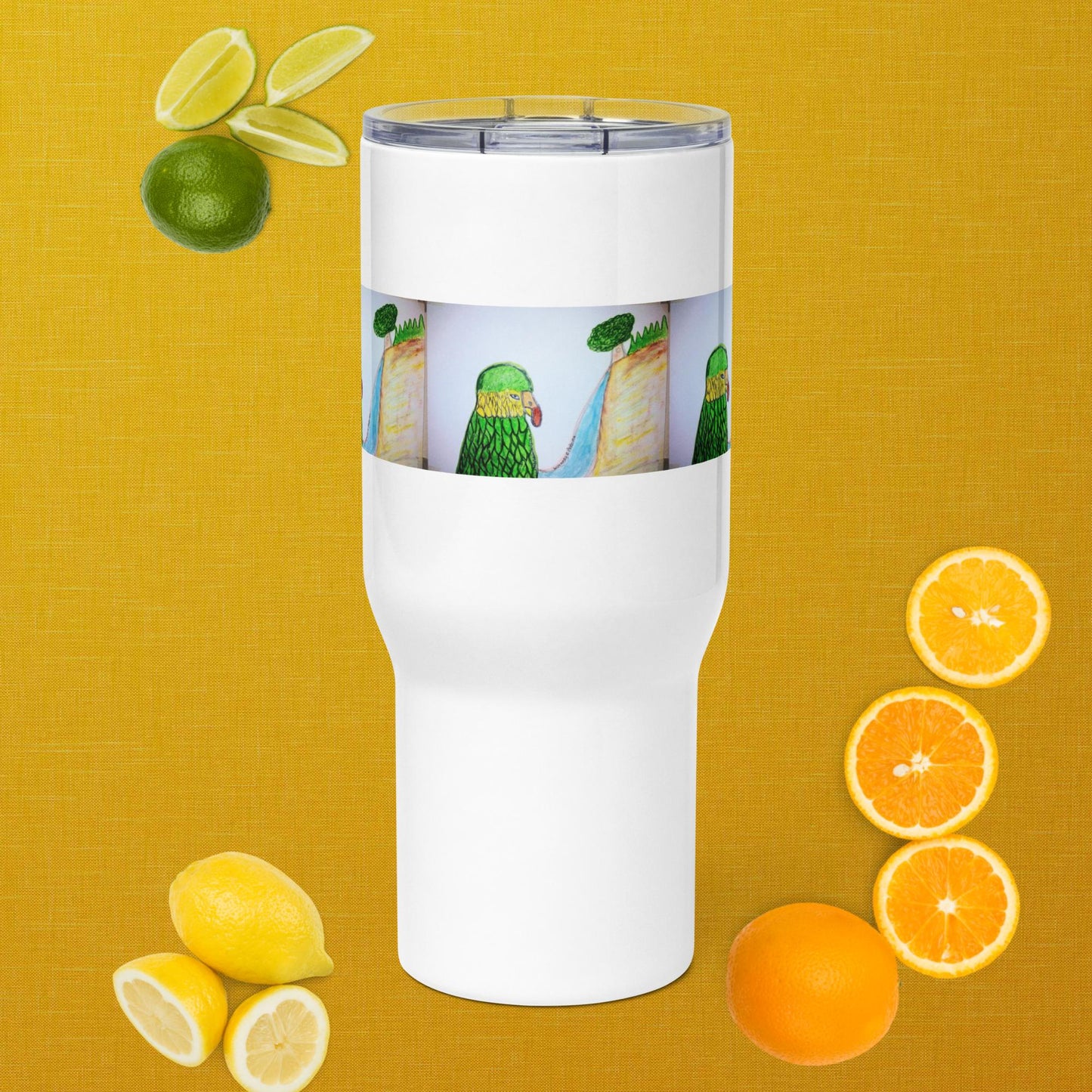 Travel mug with a handle