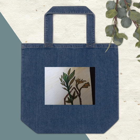 Organic denim tote bag