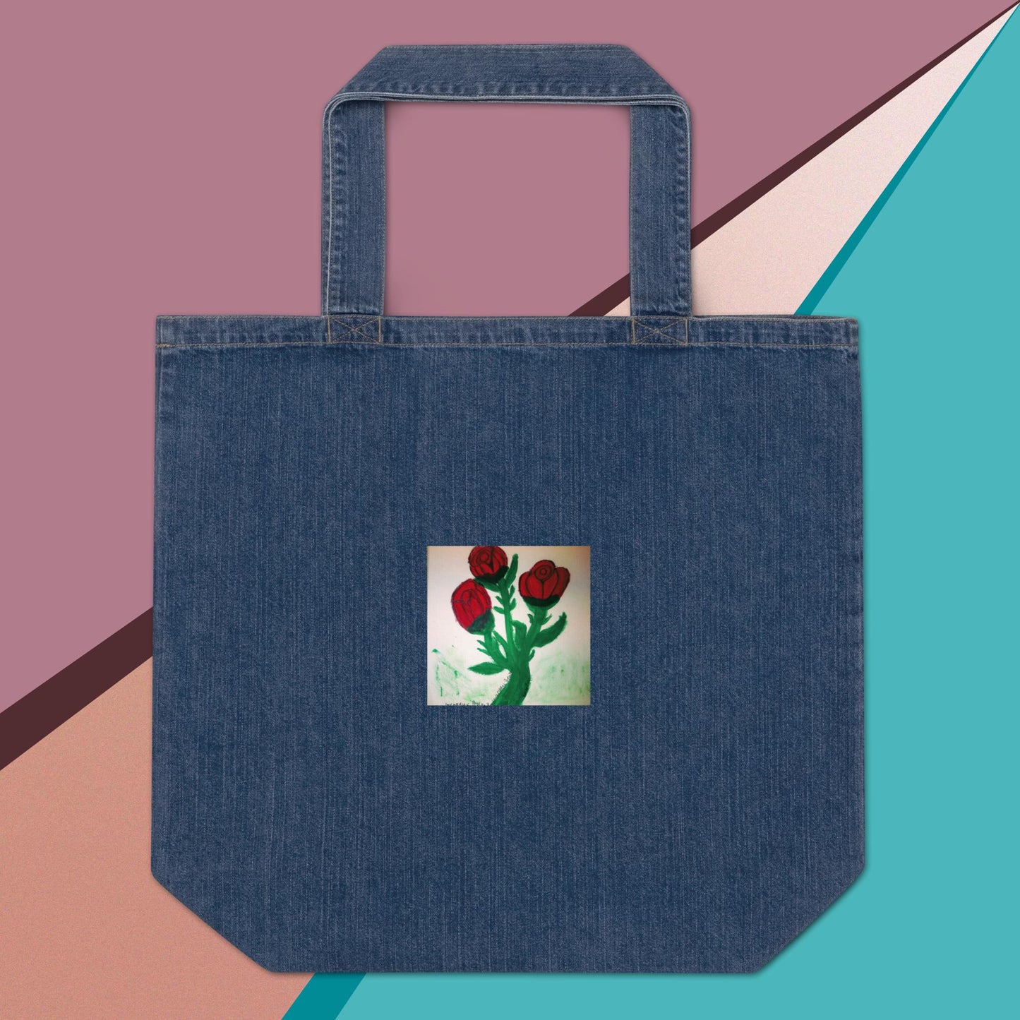 Organic denim tote bag
