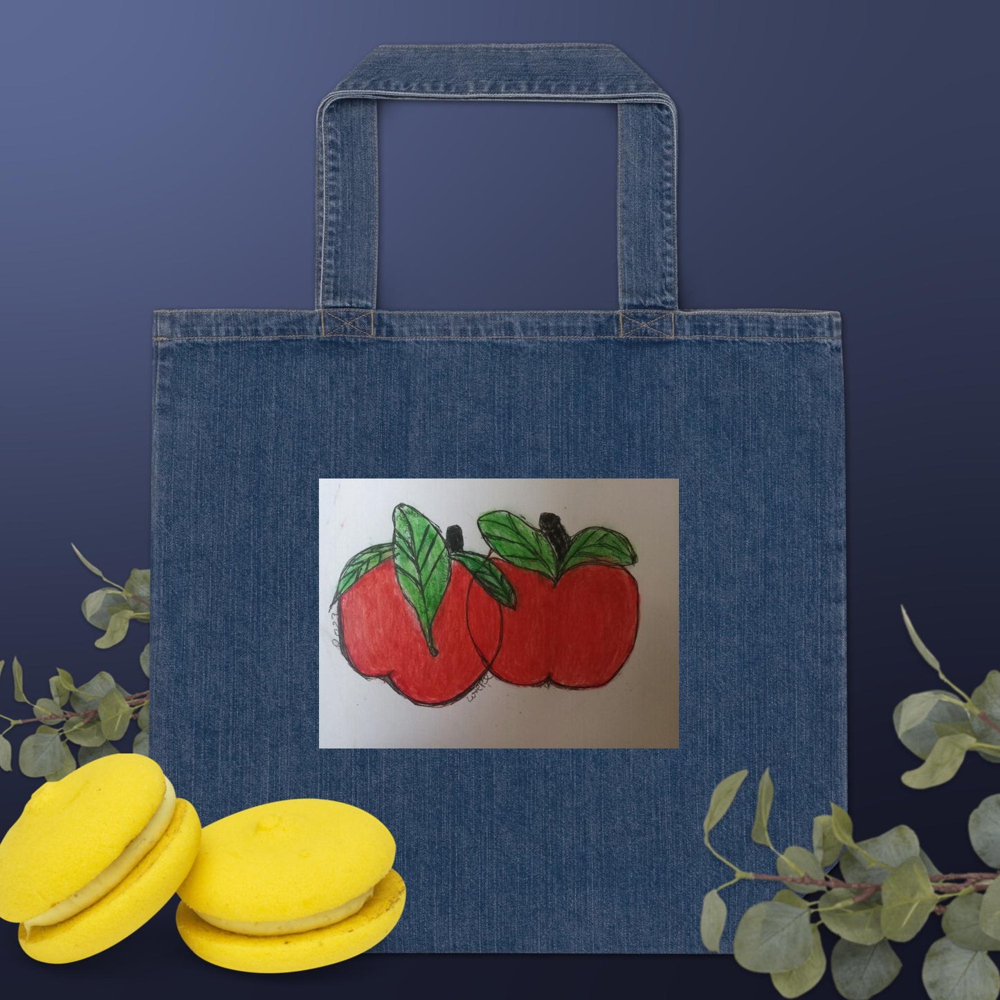Organic denim tote bag