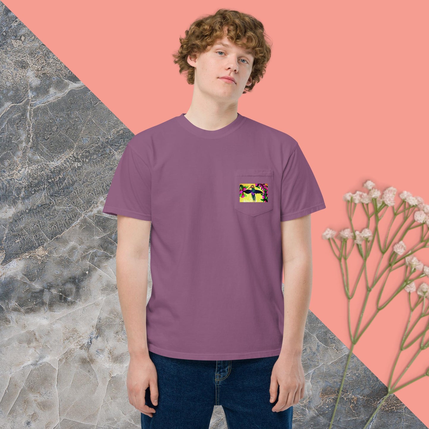 Unisex garment-dyed pocket t-shirt