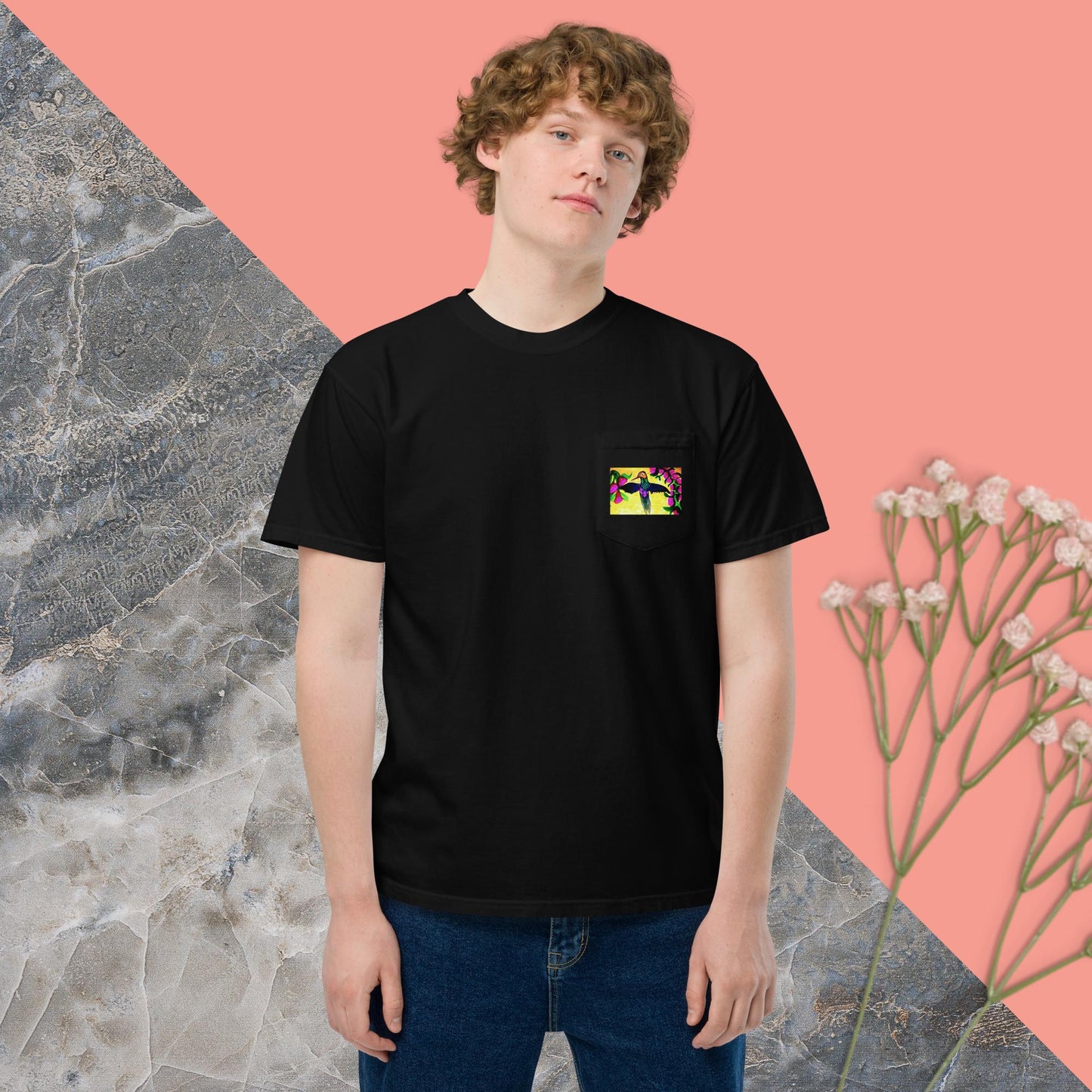 Unisex garment-dyed pocket t-shirt