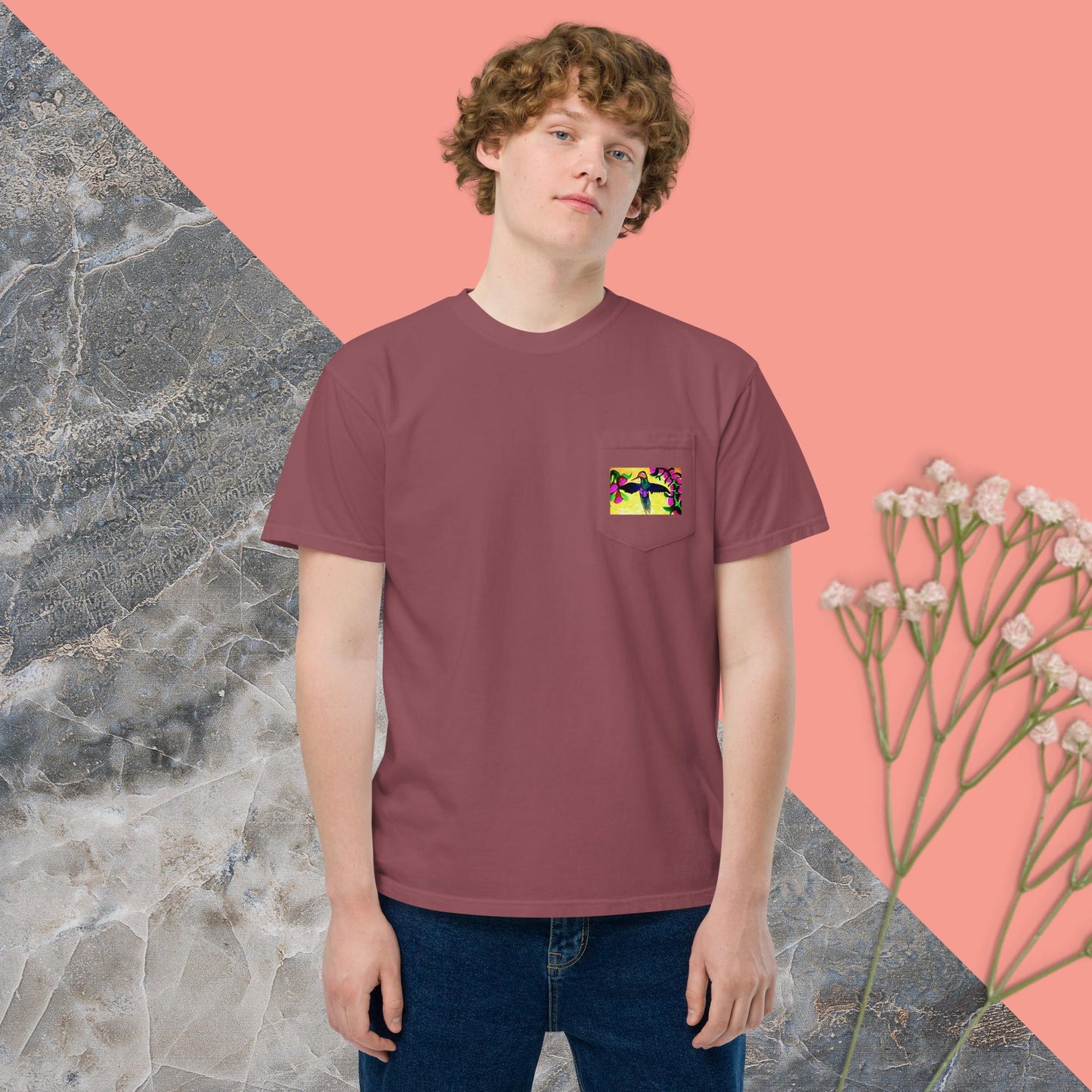 Unisex garment-dyed pocket t-shirt