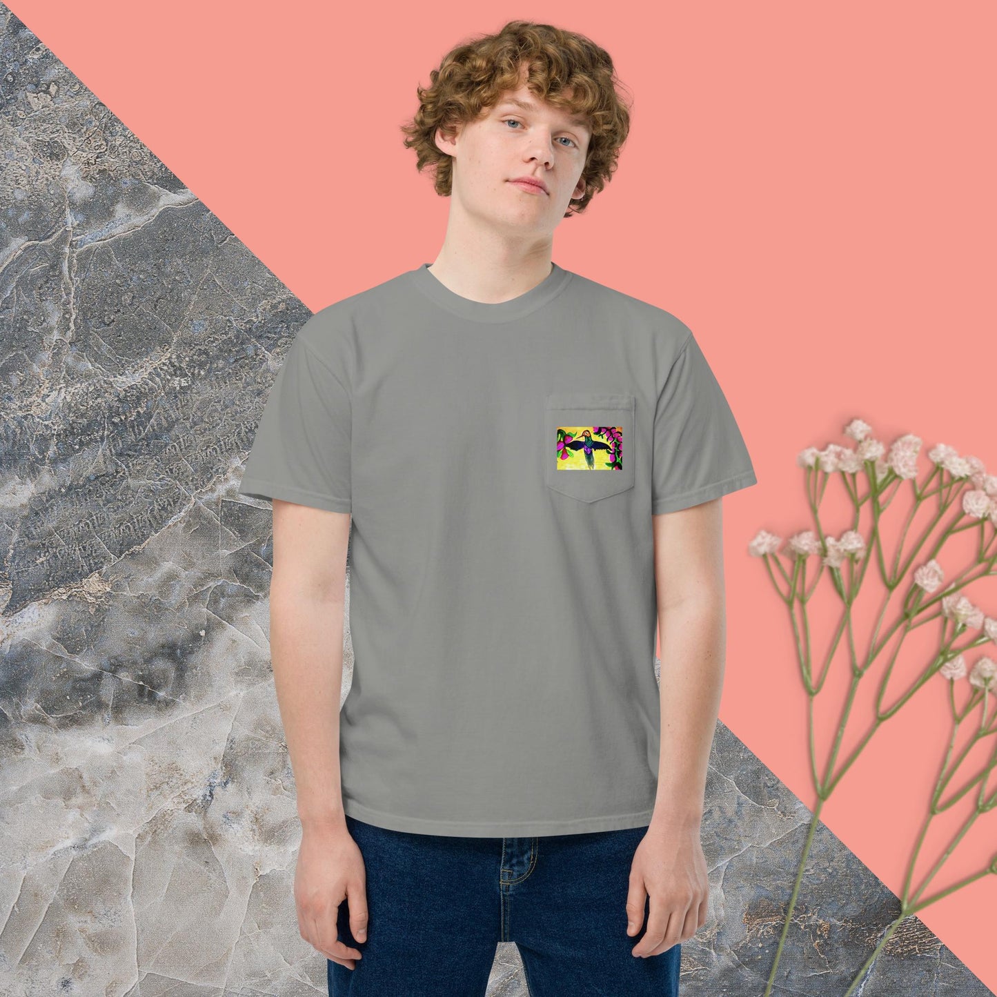 Unisex garment-dyed pocket t-shirt