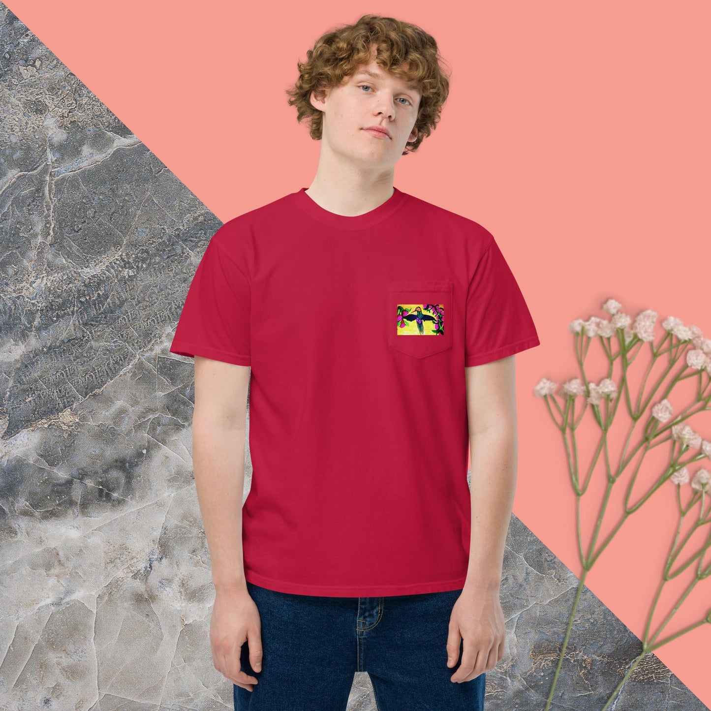 Unisex garment-dyed pocket t-shirt