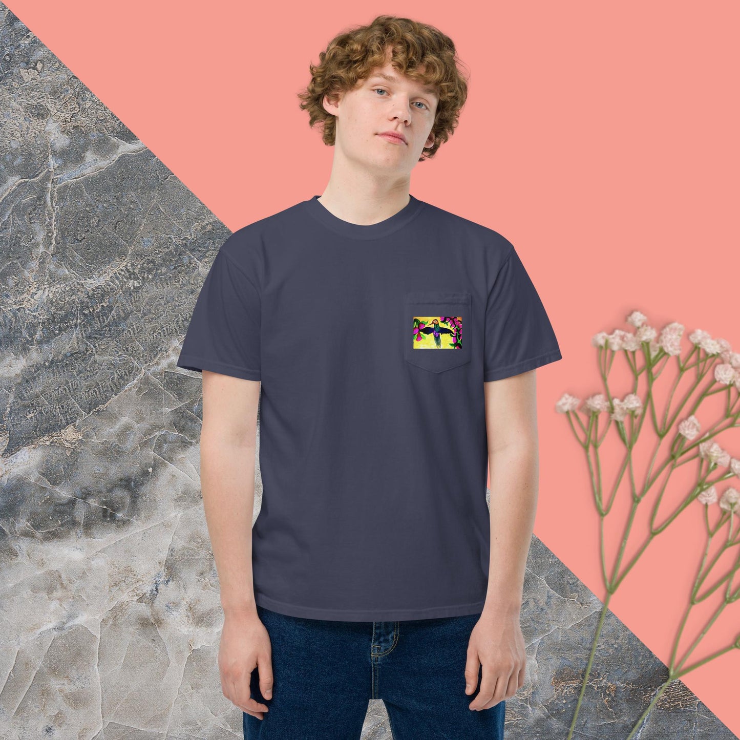 Unisex garment-dyed pocket t-shirt