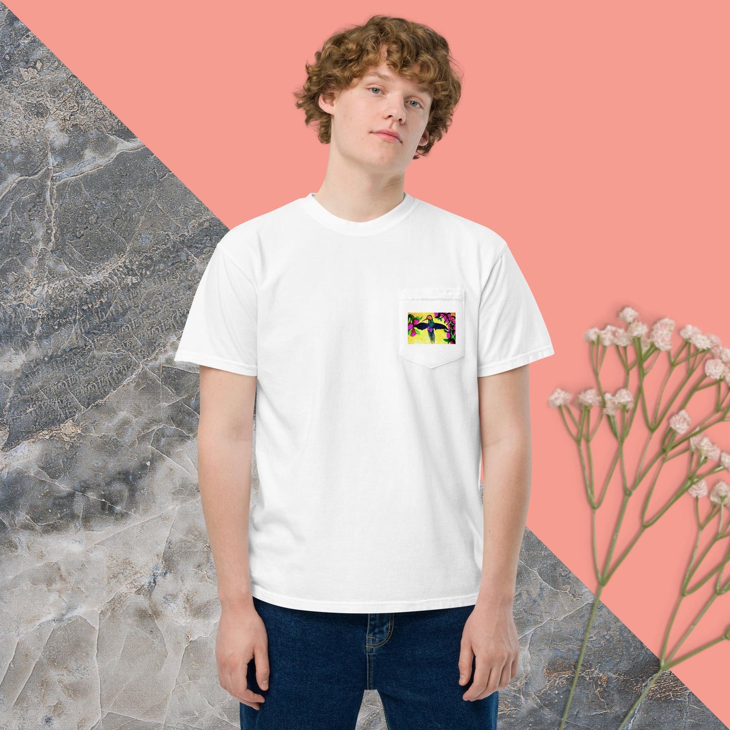 Unisex garment-dyed pocket t-shirt