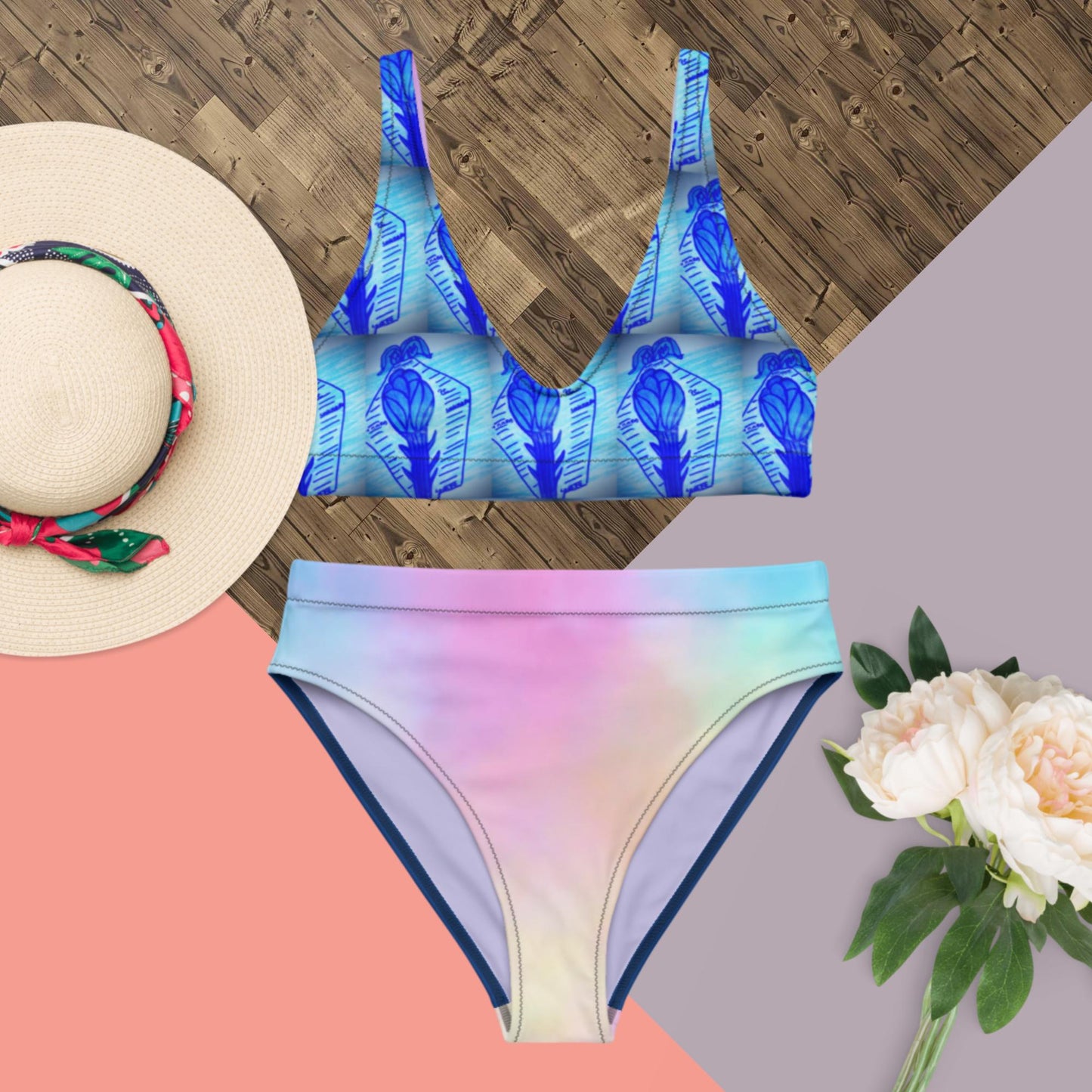 Recycled high-waisted bikini